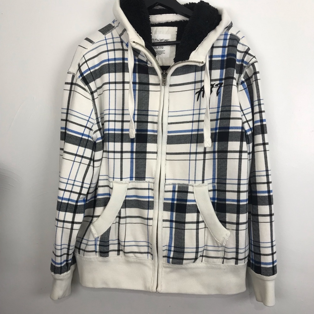 Aeropostale Sherpa Lined Plaid Hoodie